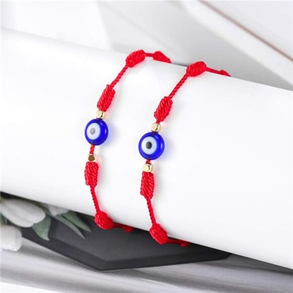 7 Knot Lucky Bracelets Adjustable Red String Amulet Trendy Red - Picture 2 of 6